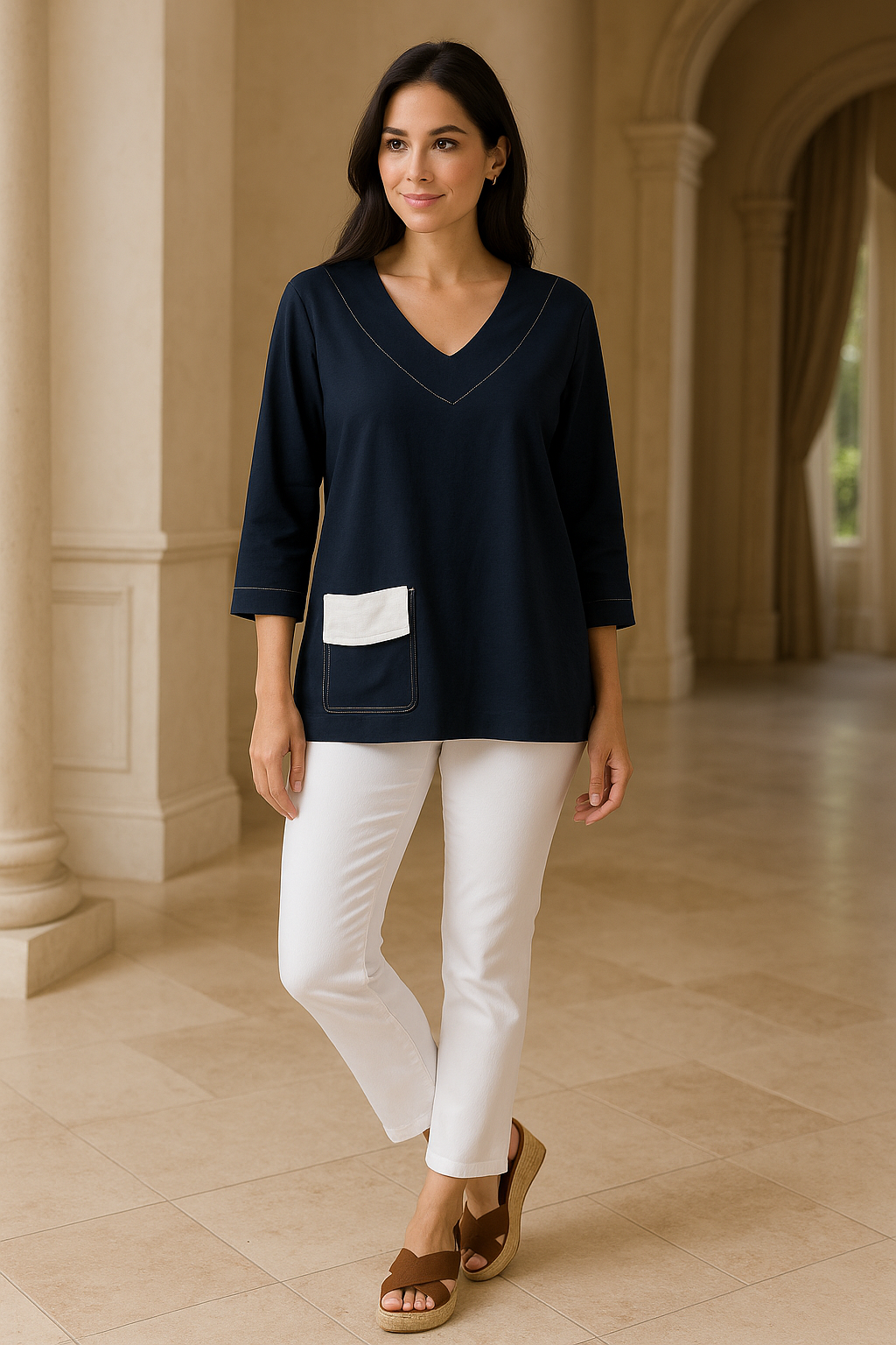 Navy inco blouse