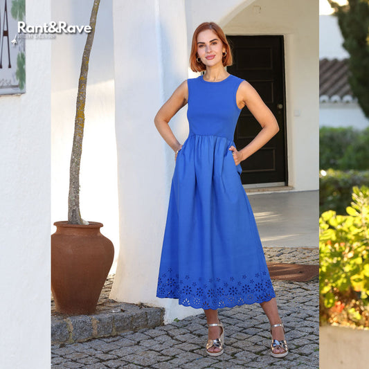 Rave Carmen Dress Cobalt Blue