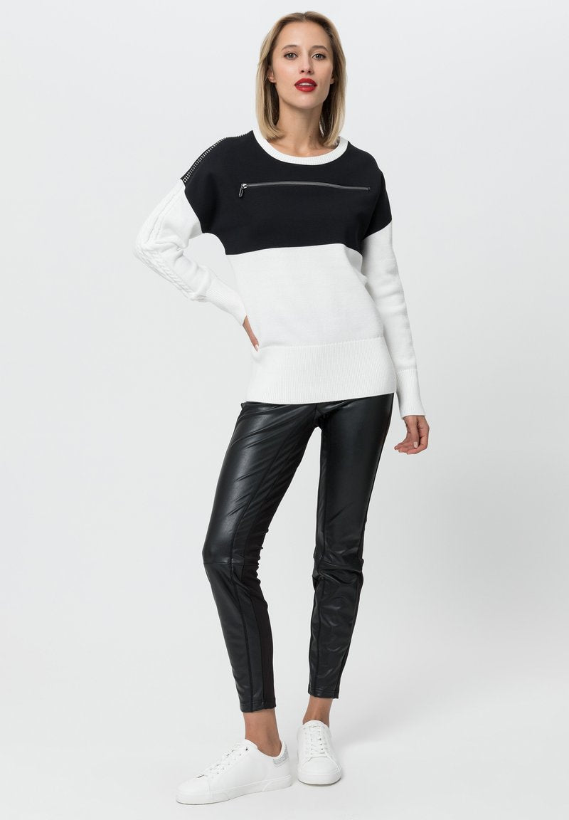 Tuzzi Black & White Zip Detail Sweater