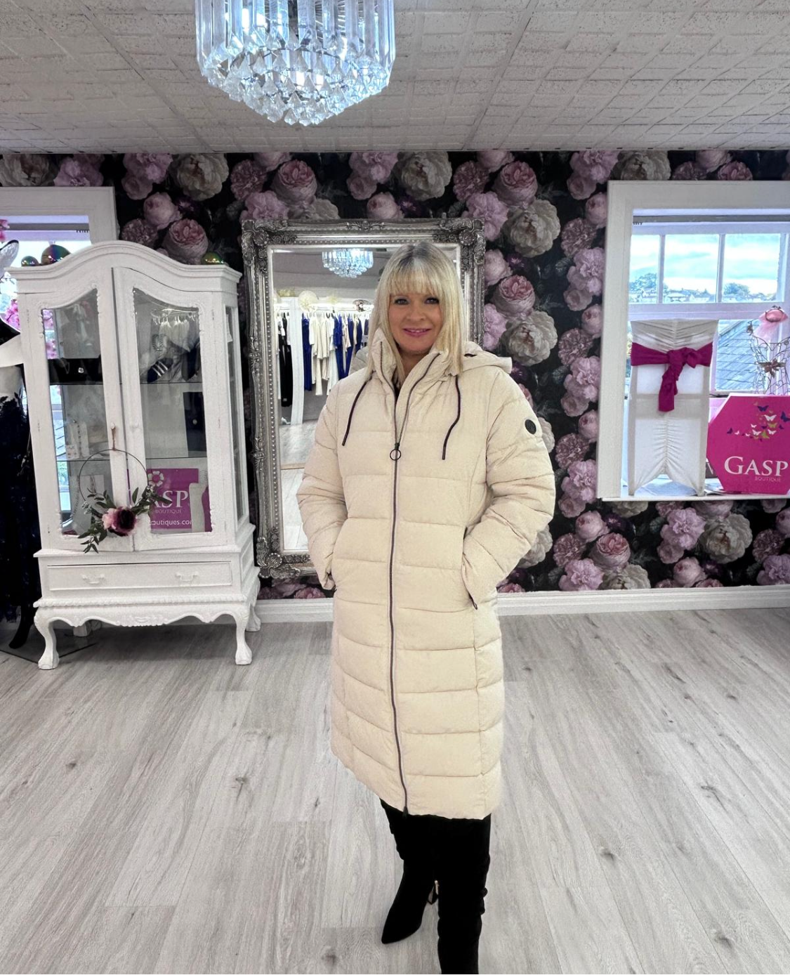 Frandsen Longline Quilted Coat – Cream