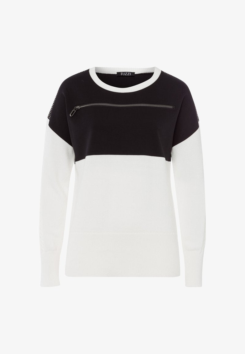 Tuzzi Black & White Zip Detail Sweater