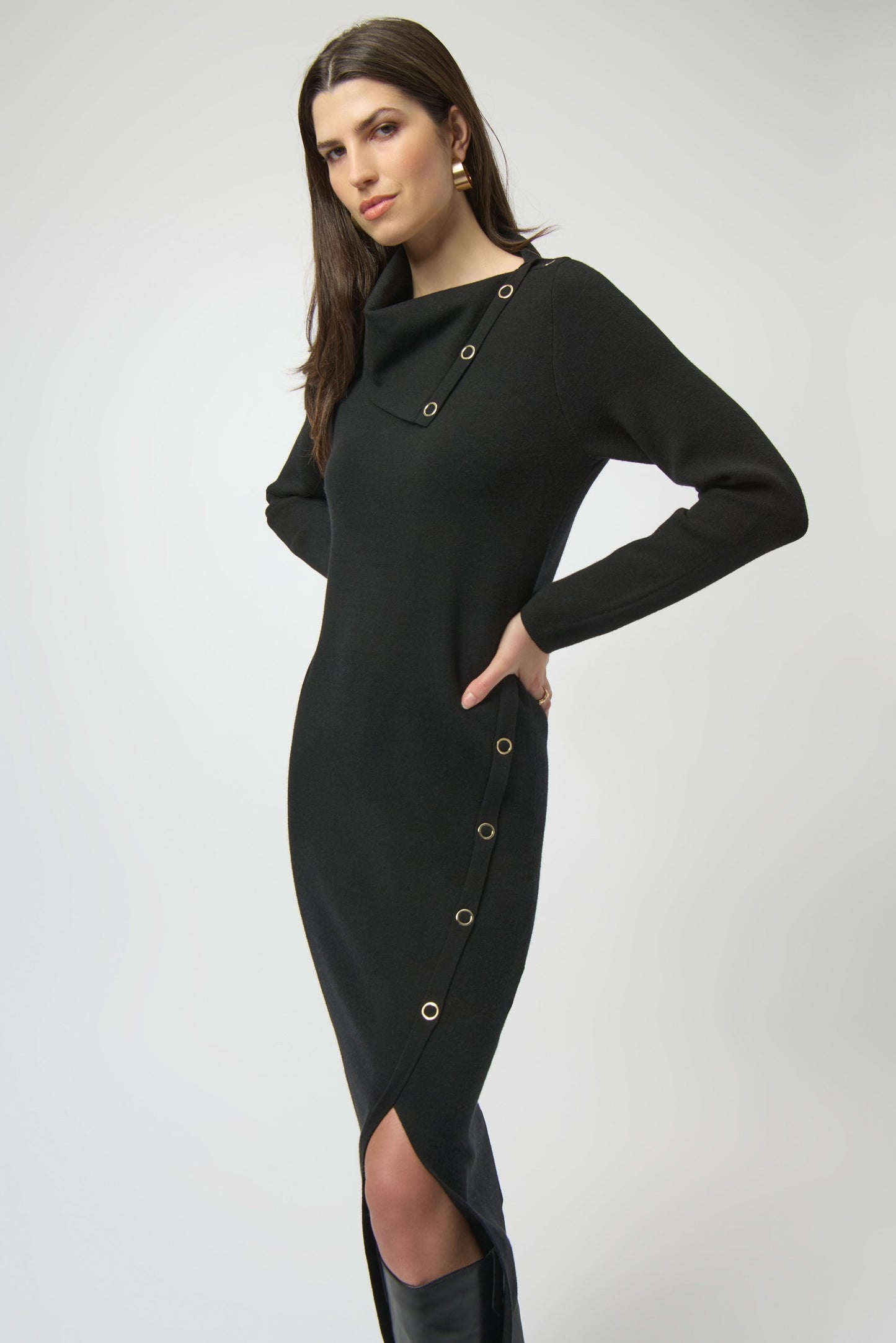 Sweater Knit Sheath Dress with Eyelet Detail
254957