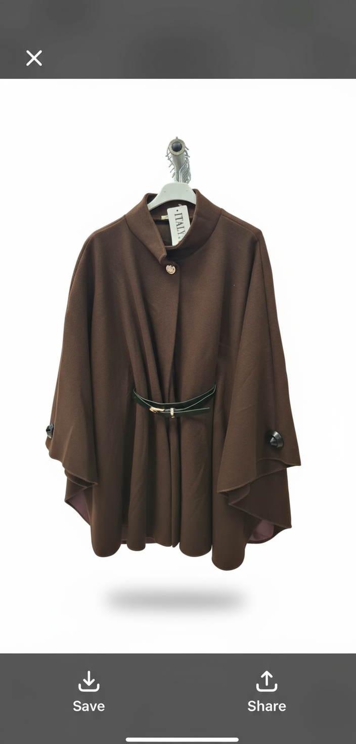 Elegant brown cape with belt