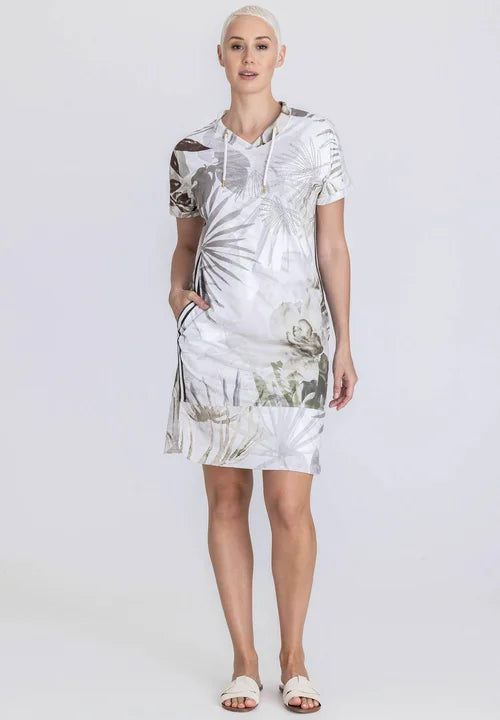 Tuzzi Tropical Print Dress – Neutral Tones