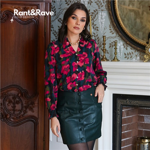 Helia green faux leather skirt