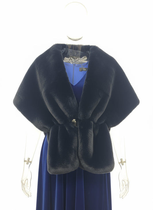 Doctor Bear faux fur cape in navy