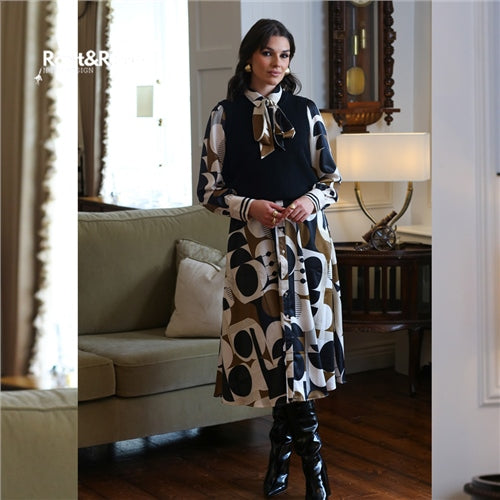 Cyra shirt dress black / cream