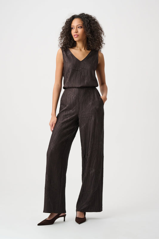 JOSEPH RIBKOFF Pleated Satin Pull-On Wide-Leg Pants 263052