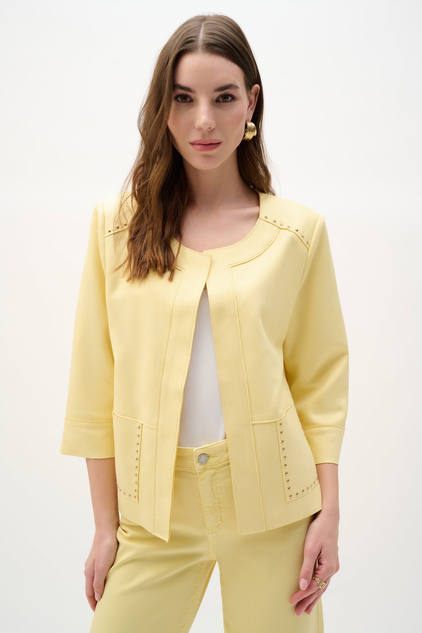 Foiled Scuba Suede Boxy Jacket With Stud Details
262905