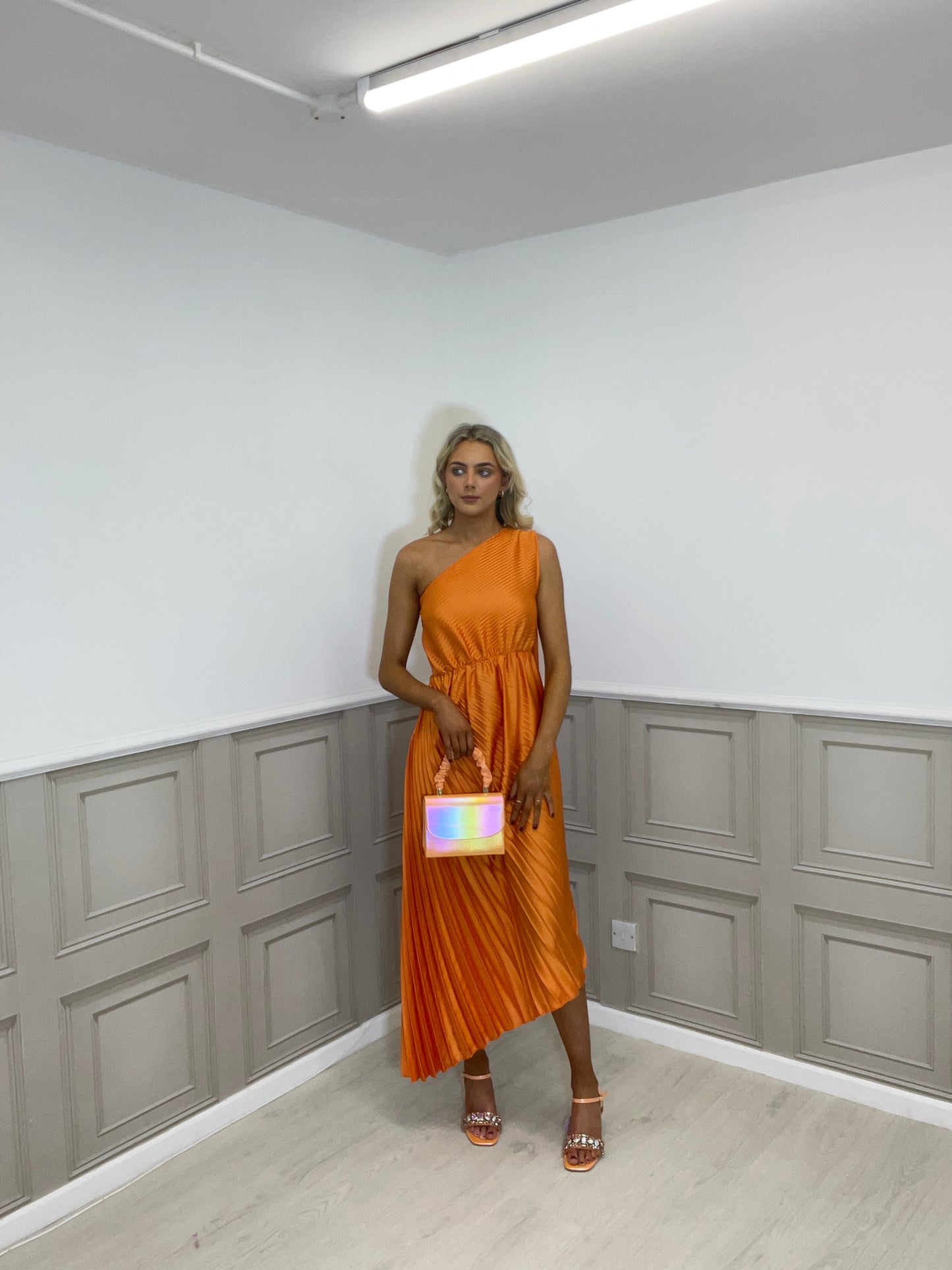 Tessa orange one shoulder dress