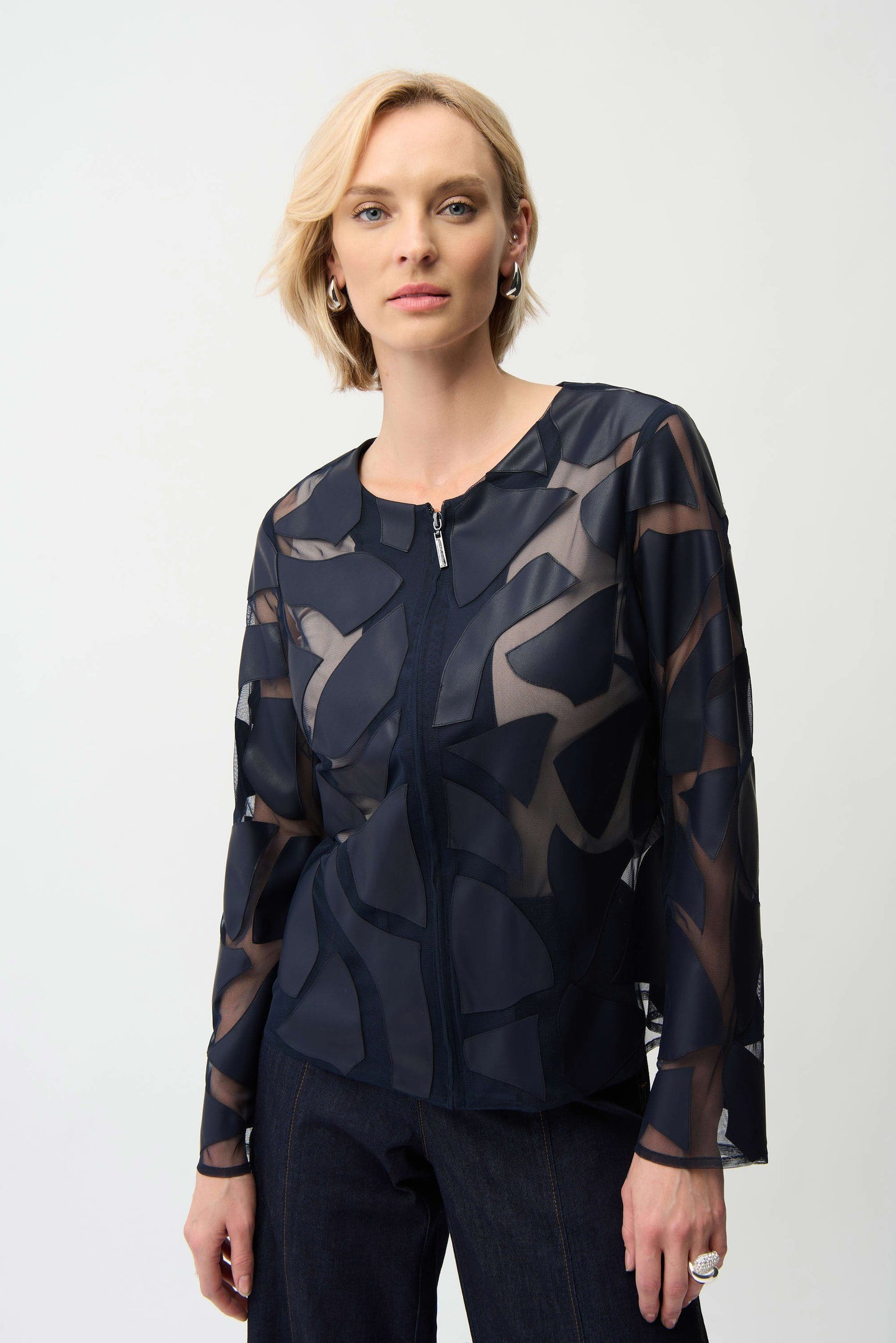 Laser Cut Leatherette Giraffe Print Fitted Jacket
261906