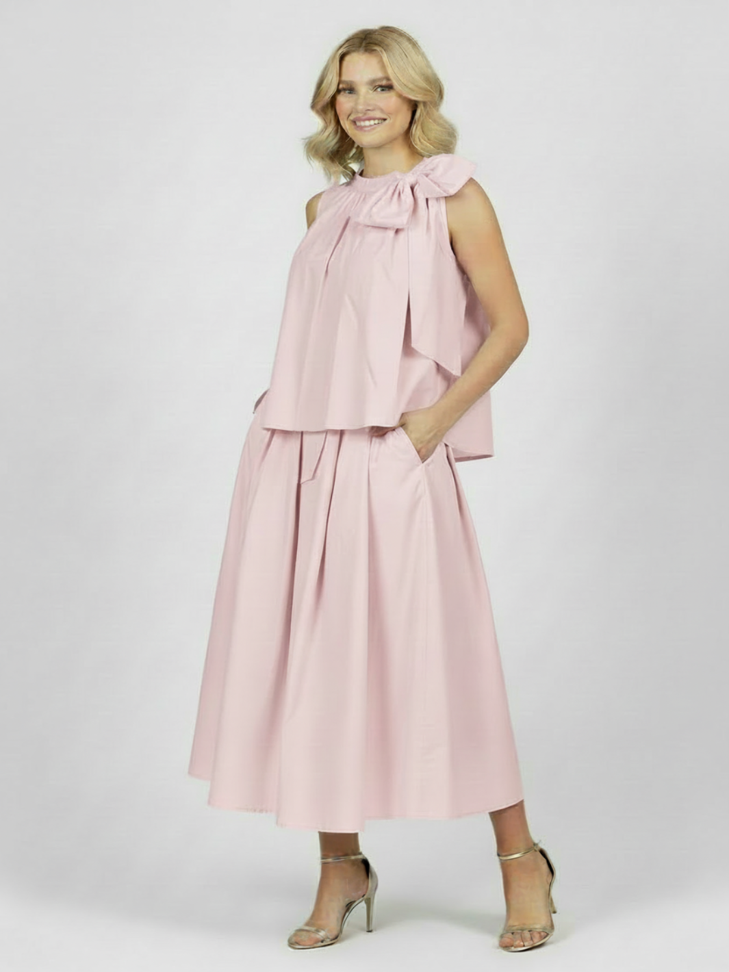 LIL JEN BLAIR COTTON SKIRT & IRIS TOP CO ORD IN PETAL PINK