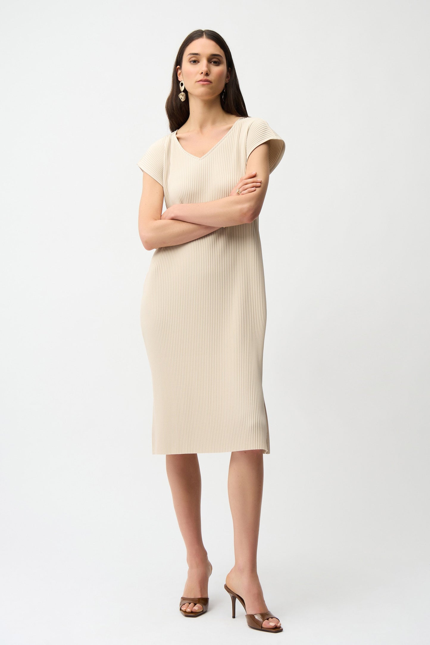 Pleated Scuba Crepe Straight Dress With Pockets Joseph Ribkoff 
261252