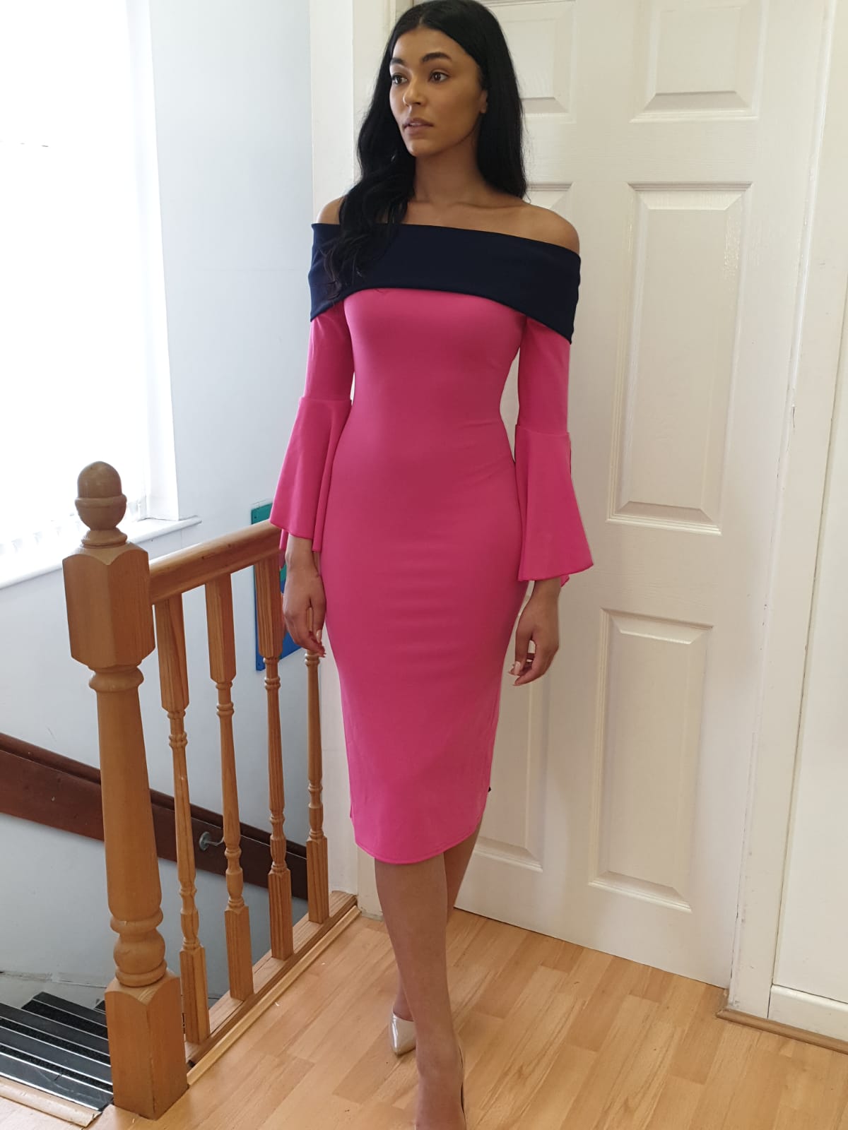 Red and Royal fuchsia pink and navy dress. SALE NO EXCHANGE.