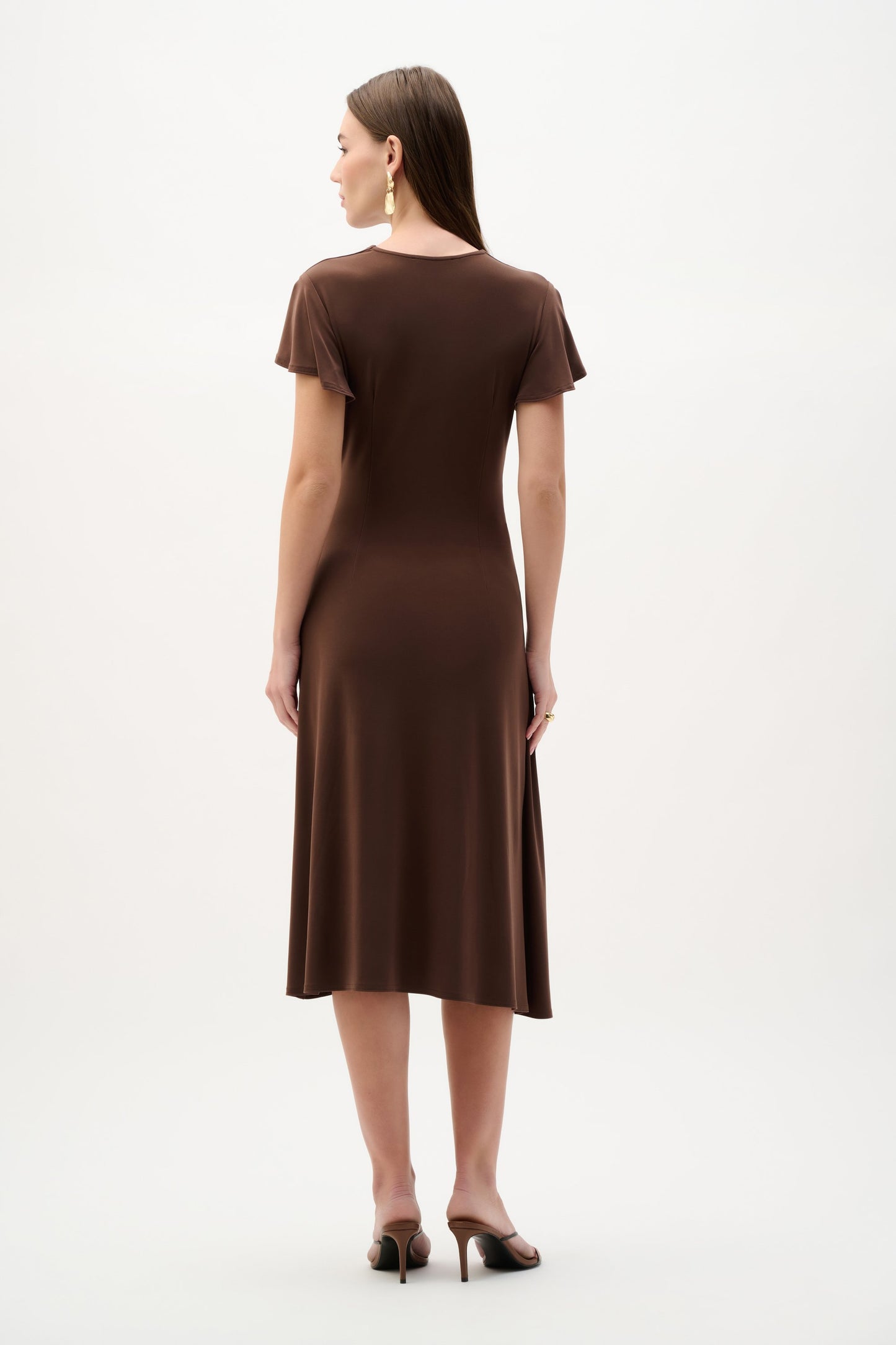 JOSEPH RIBKOFF 262140 Silky Knit Wrap Dress With Ruffled Sleeves