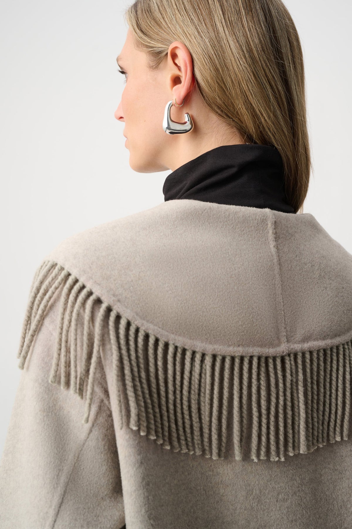 JOSEPH RIBKOFF 263912 Wool Blend Fringed Coat