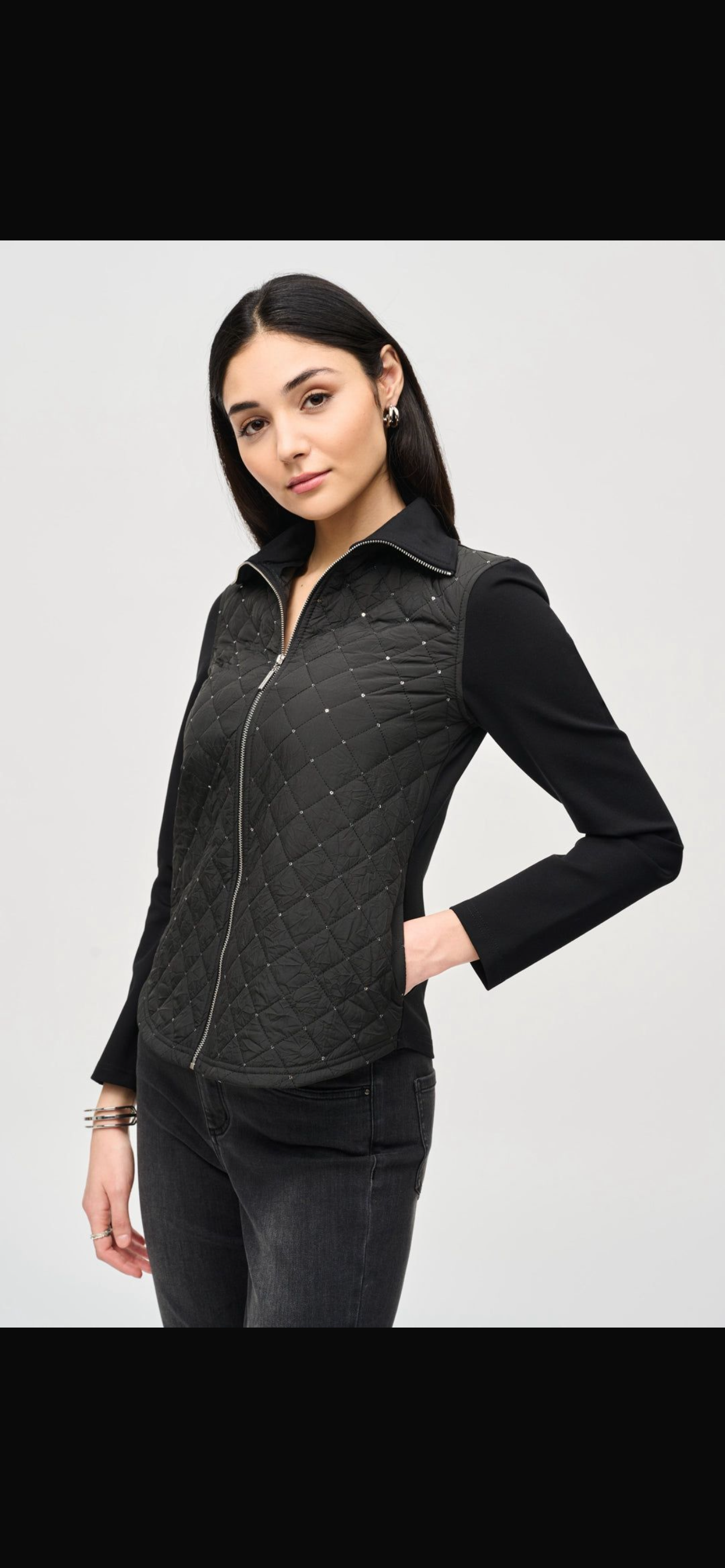 Joseph Ribkoff Black quilted jacket.