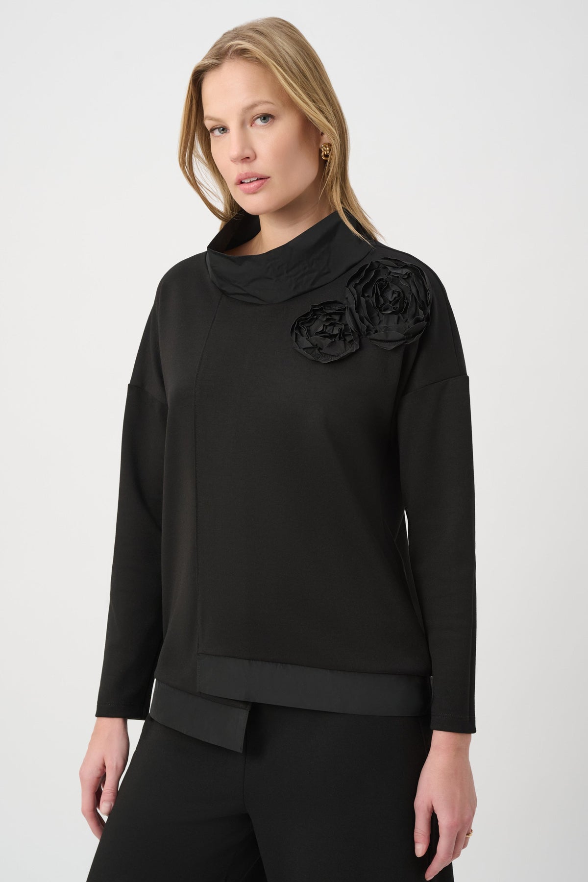 Joseph Ribkoff Asymmetrical Floral Embroidered Tunic Style 264120