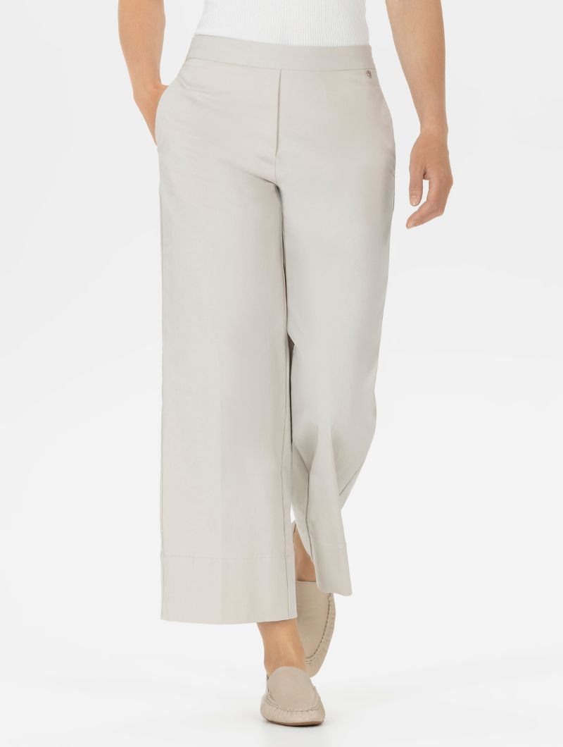 Fabienne3-700 Wide Leg Cropped Trousers in Chalk from Stehmann
