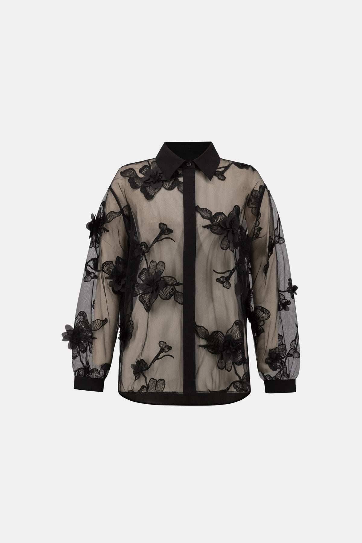 Sheer Textured Flower Appliqué Blouse
264945