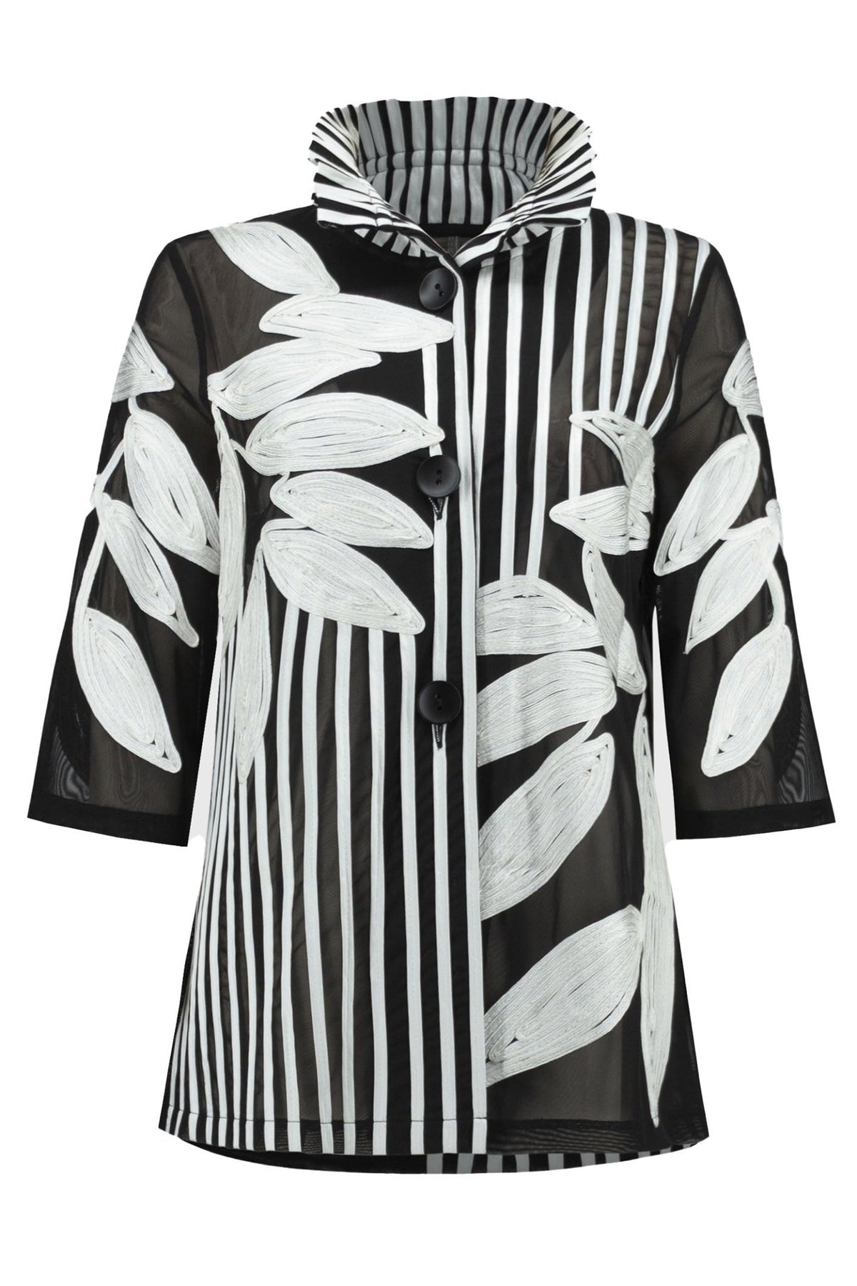 Joseph Ribkoff 251963 Black Vanilla Mesh and Satin Soutache Jacket