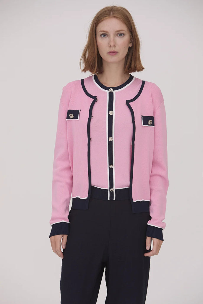 Scorzzo pink/navy cardigan