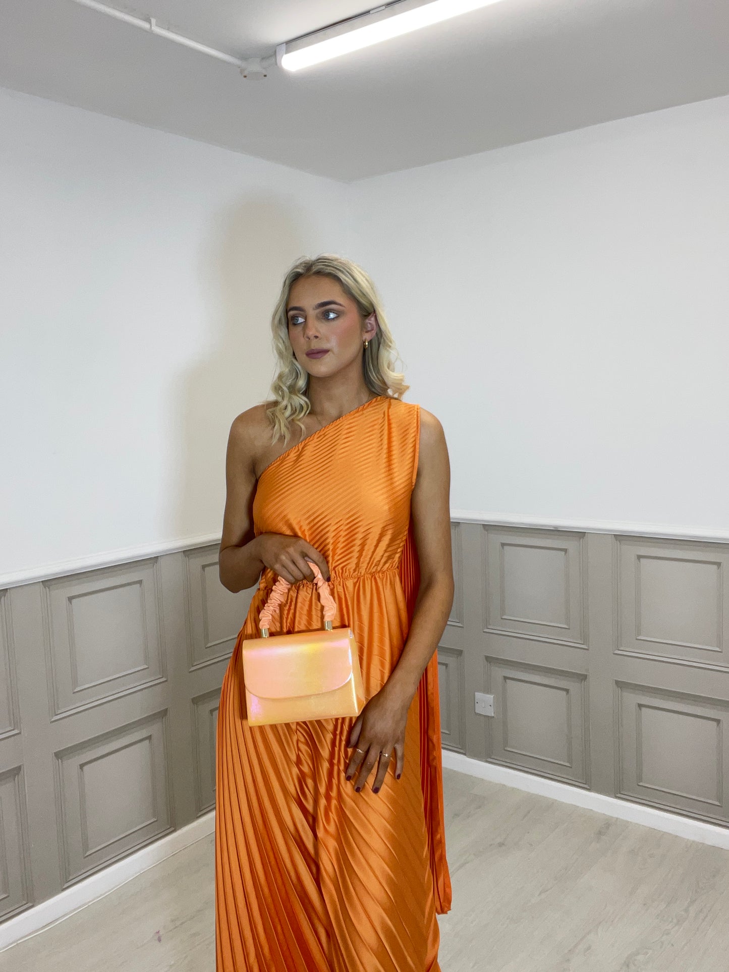 Tessa orange one shoulder dress
