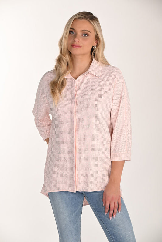 Frank Lyman 266514 relaxed fit button shirt in soft pink