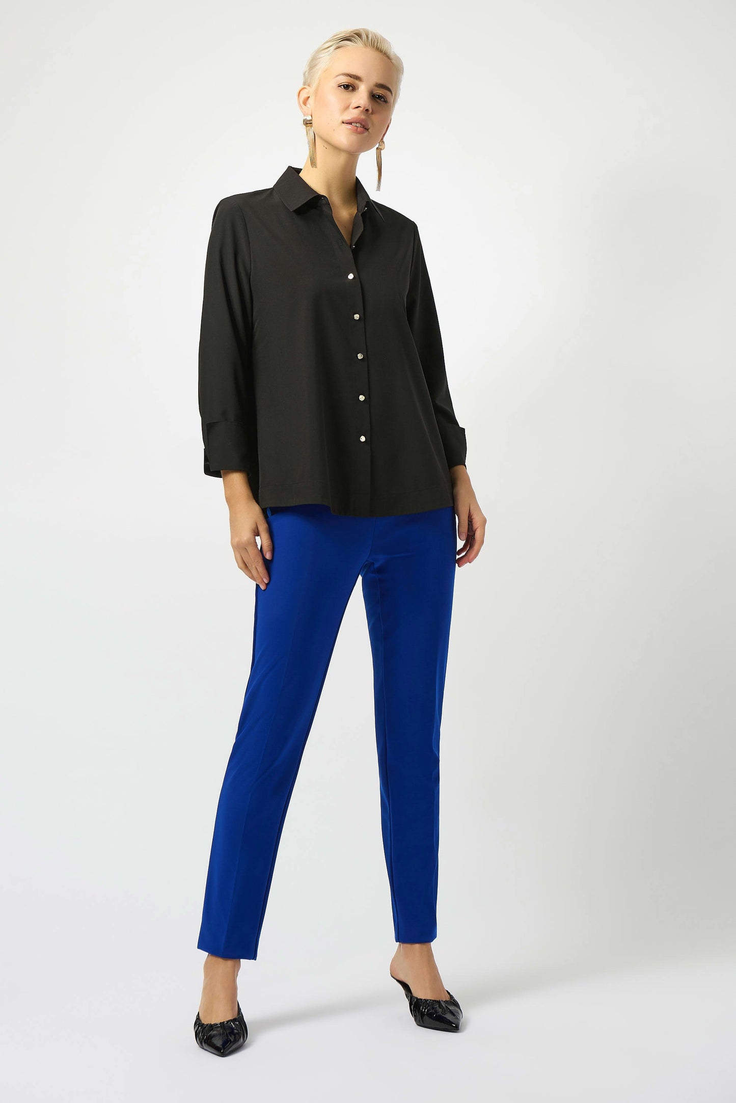 Stretch Poplin Button-Front Blouse with Zipper Accent
253923
