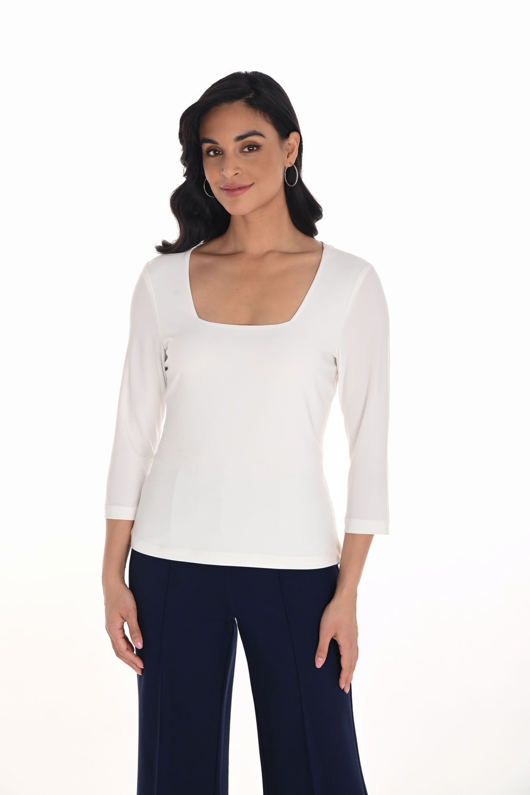 Frank Lyman square neck 3/4 sleeve top in ivory 254019