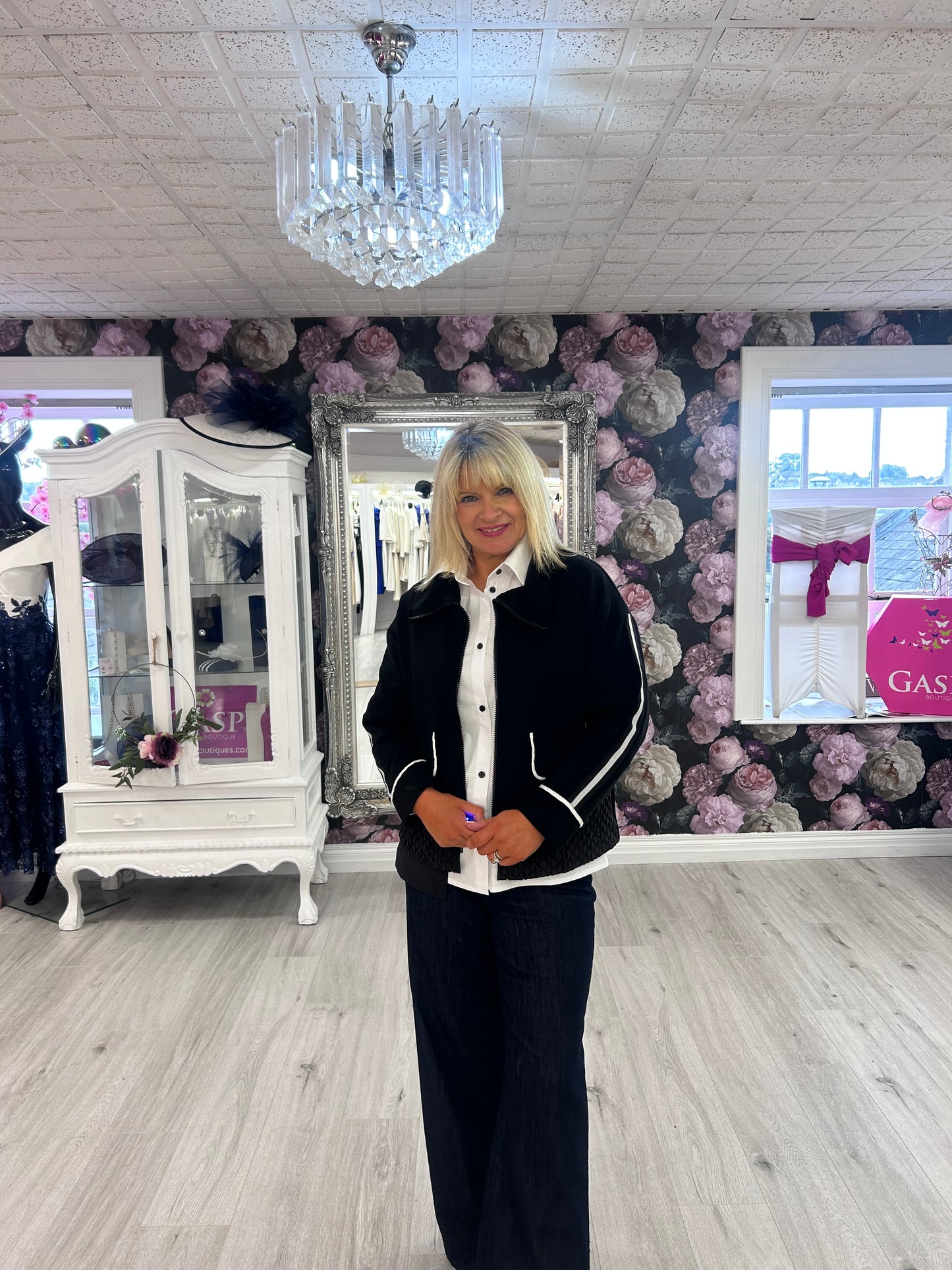 Inco Black with white Trim Jacket.