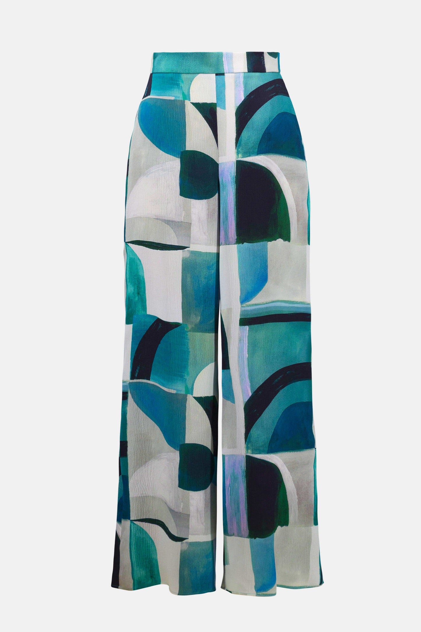 JOSEPH RIBKOFF 261042 Textured Satin Geometric Print Wide Leg Pull-On Pants