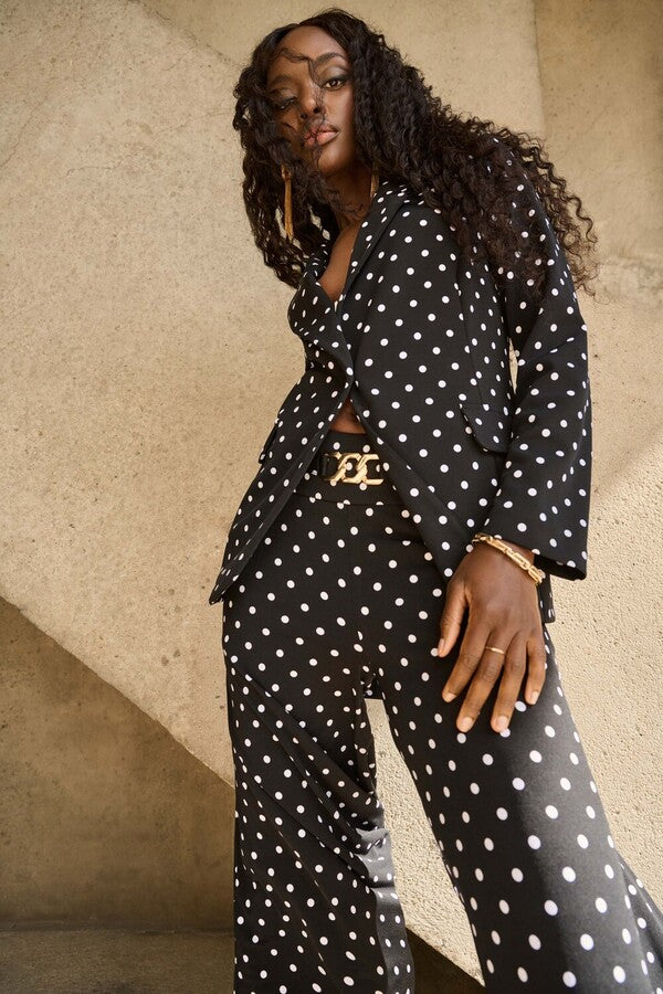 Joseph Ribkoff Black Polka Dot wide leg trousers 251040.