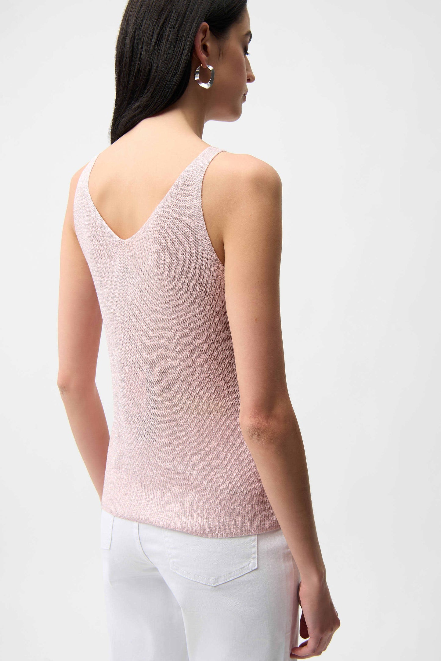 JOSEPH RIBKOFF 252915S26 Metallic Knitted Camisole with Rhinestones