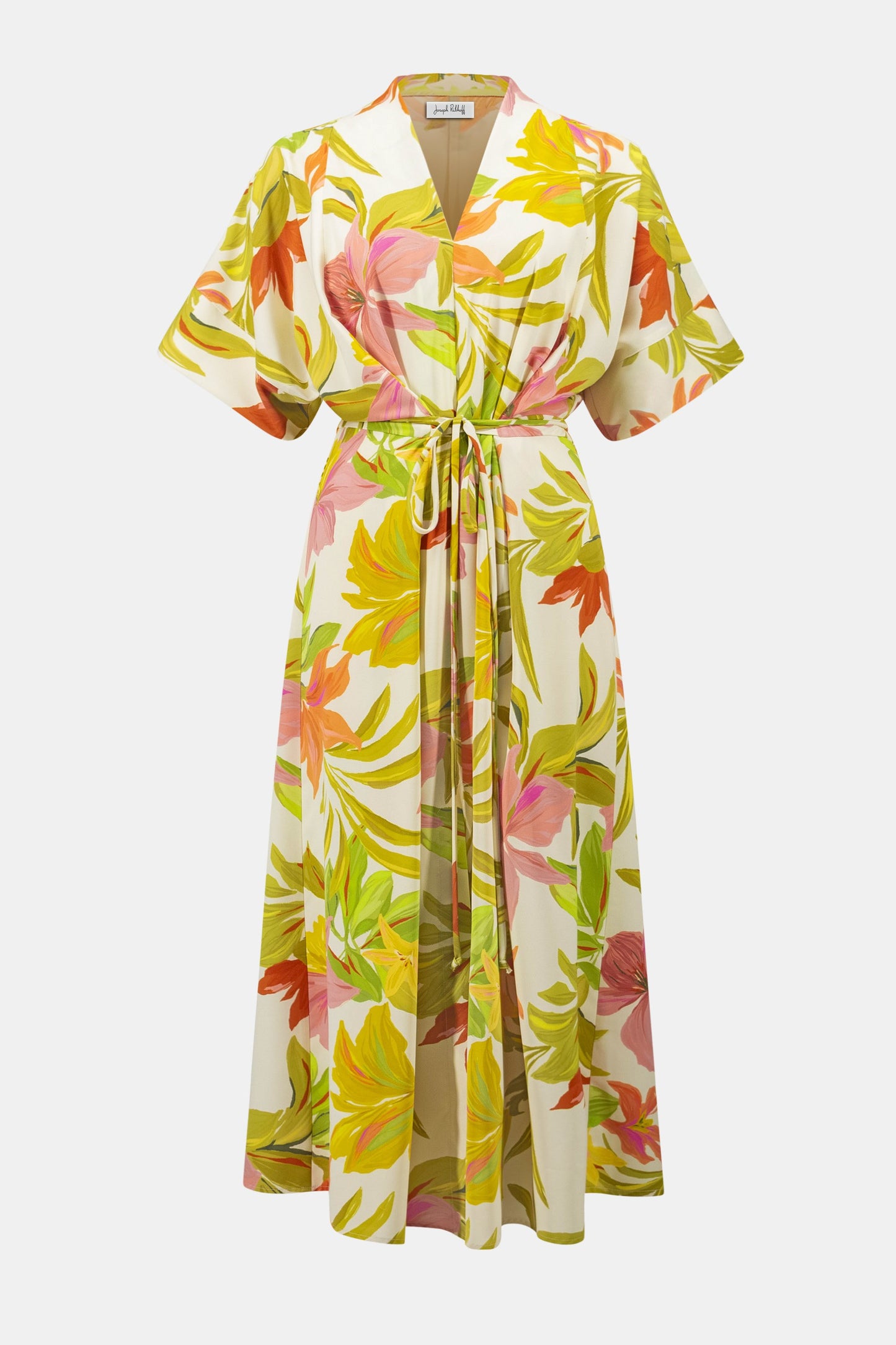 JOSEPH RIBKOFF 262177 Recycled Woven Tropical Print Fit And Flare Dress