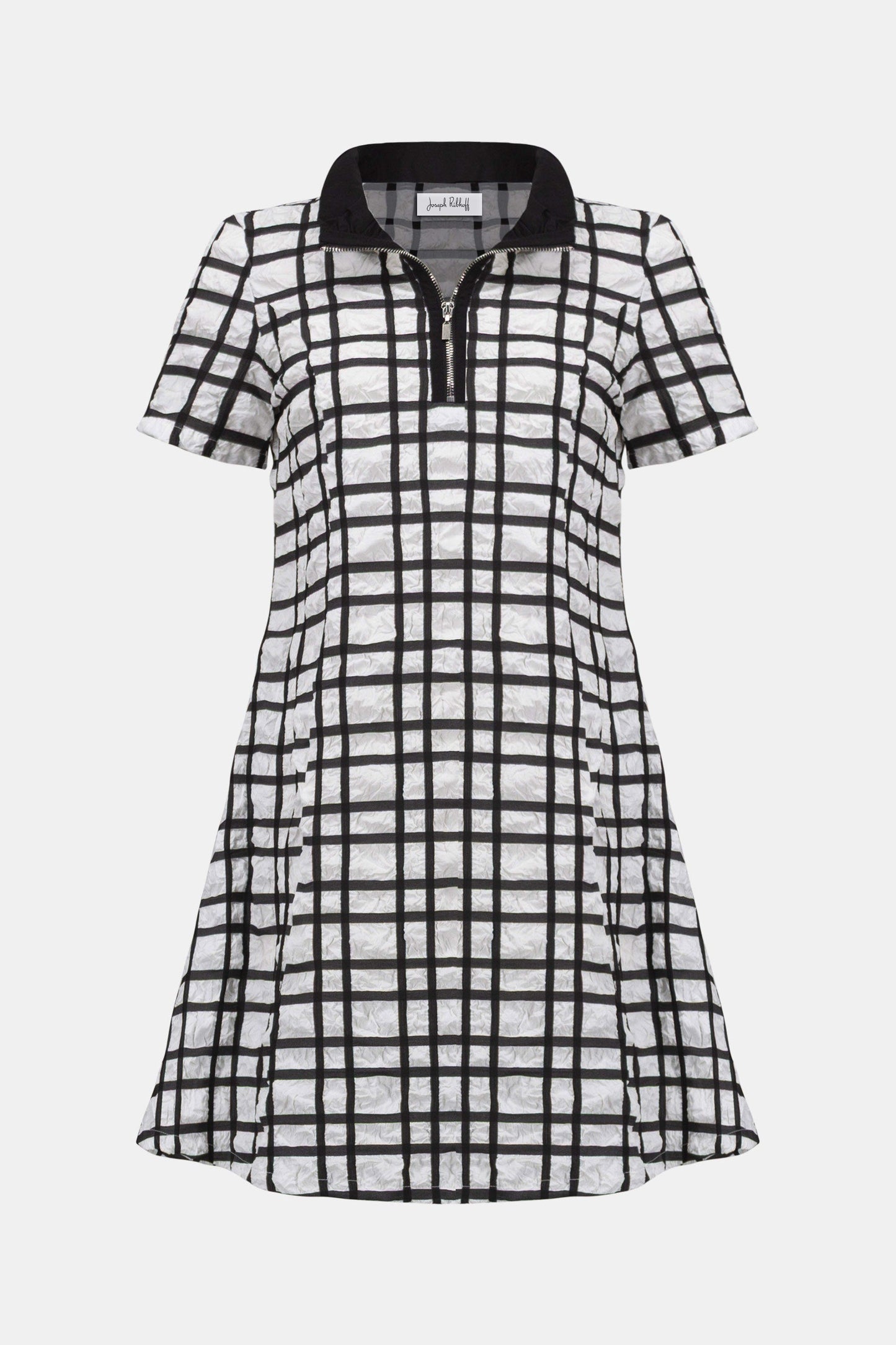 Jacquard Plaid Print A-line Dress With Contrast Detail
261307
