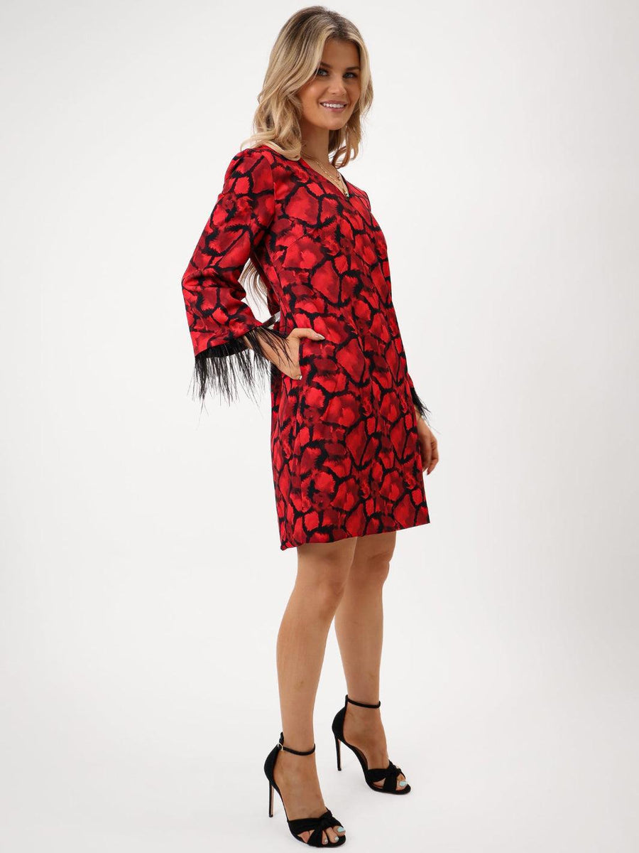 TAYLOR MINI SHIFT DRESS IN RED PRINT
