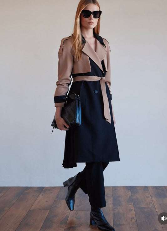 Argiddo Two-Tone Belted Mac