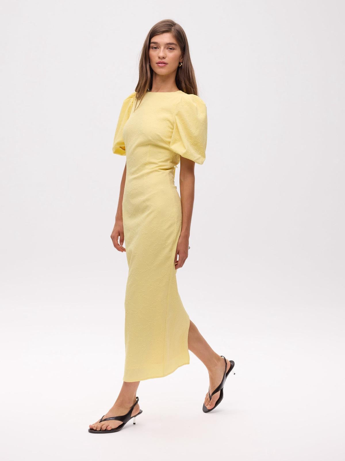 Mioh hamlet lemon midi dress