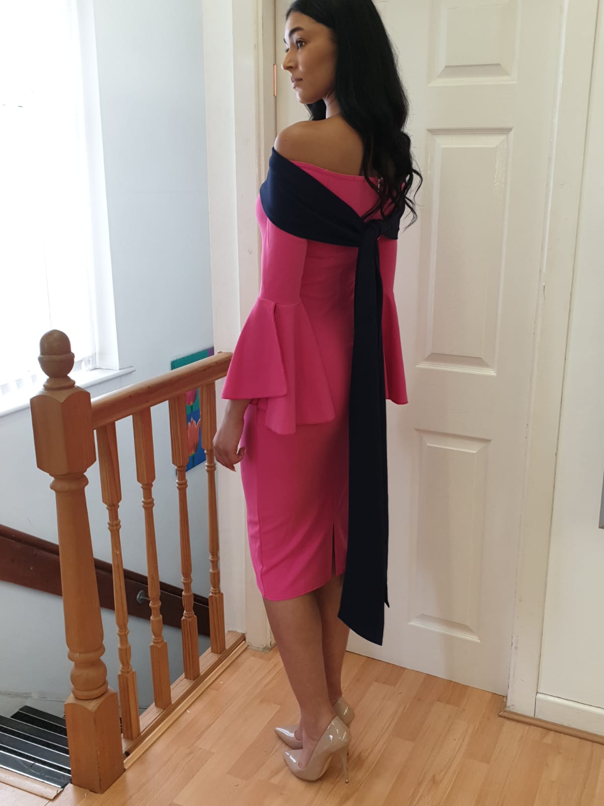 Red and Royal fuchsia pink and navy dress. SALE NO EXCHANGE.