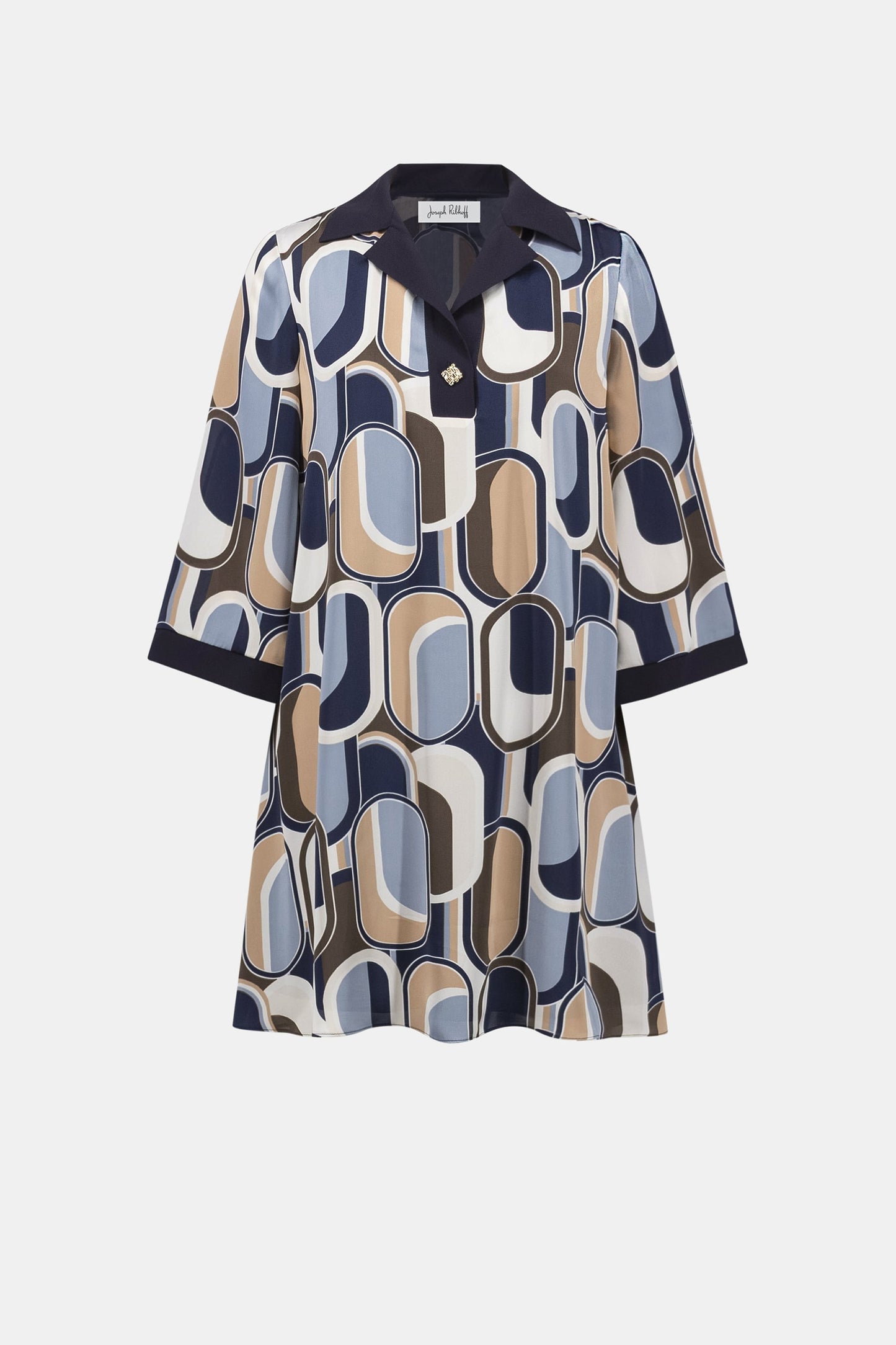 JOSEPH RIBKOFF Recycled Satin Geometric Trapeze Dress 263064