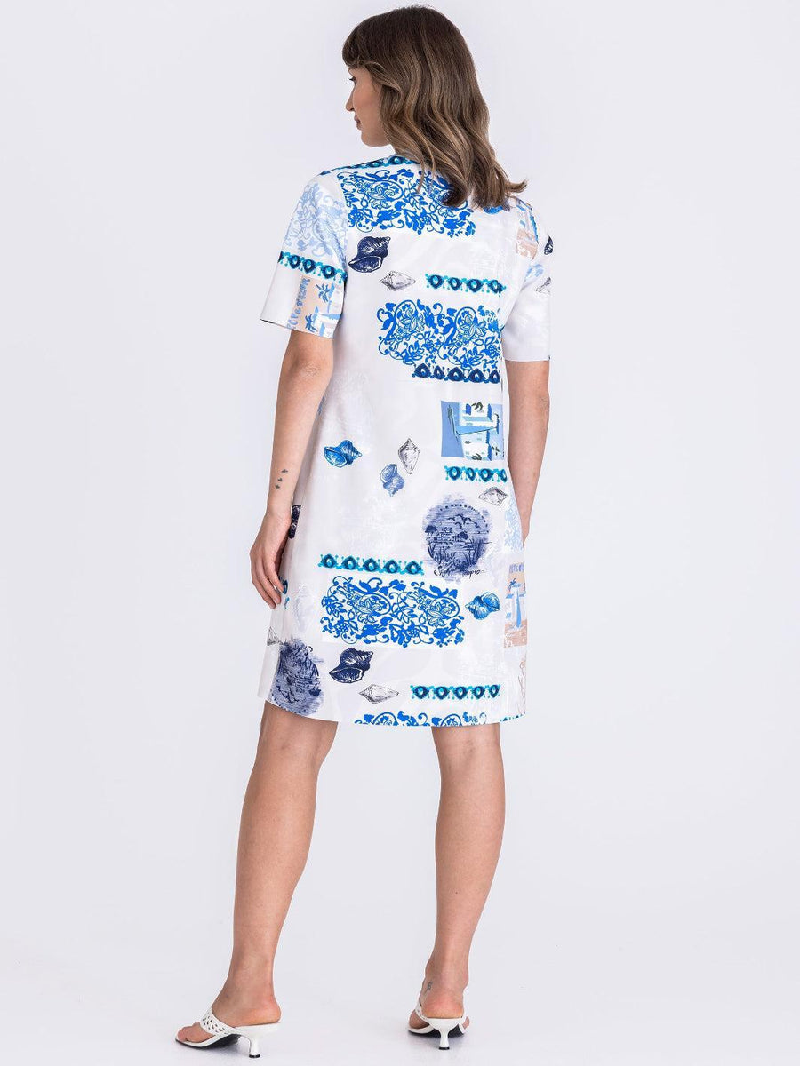Tuzzi reverisible dress blue print