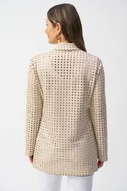 Joseph Ribkoff  beige laser-cut suede jacket(