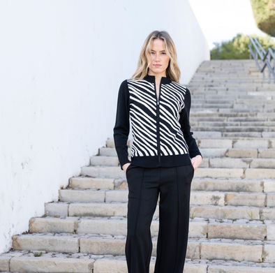 Marble Zip-Up Cardigan – Style 8034 – Colour 101 Black/White