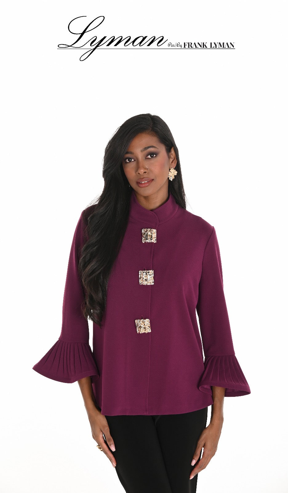 Frank Lyman Magenta Jewel Button jacket 259105