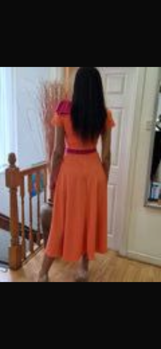 Coral dress with pink bow.. SALE NO EXCHANGE..