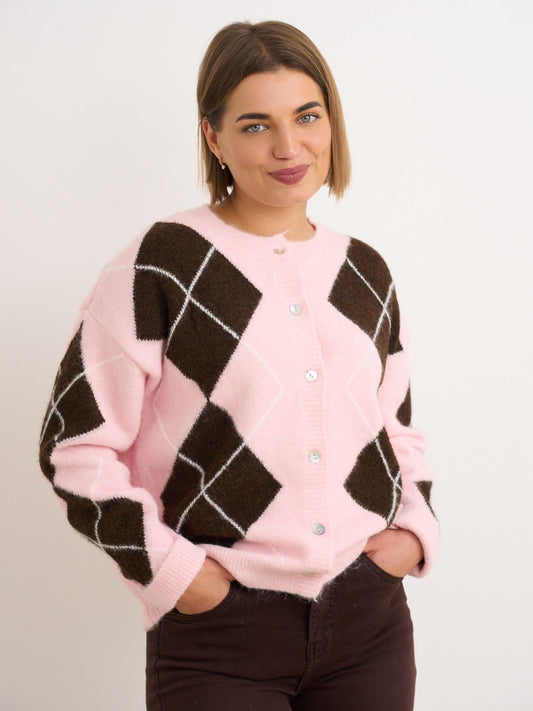 Soft pink/brown button up cardigan
