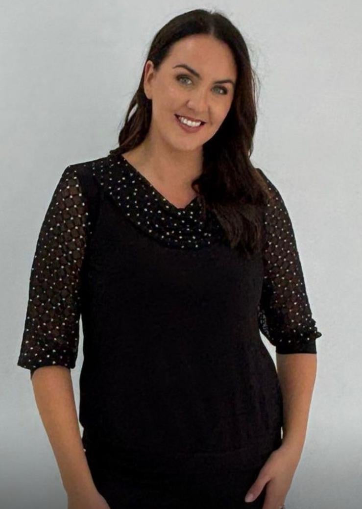 Yew Dimond Black Mesh Top