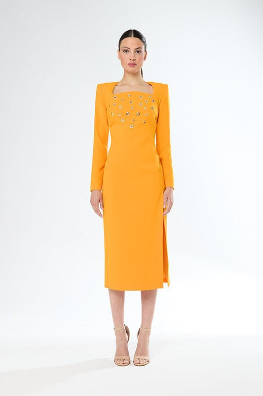 Carla Ruiz orange dress