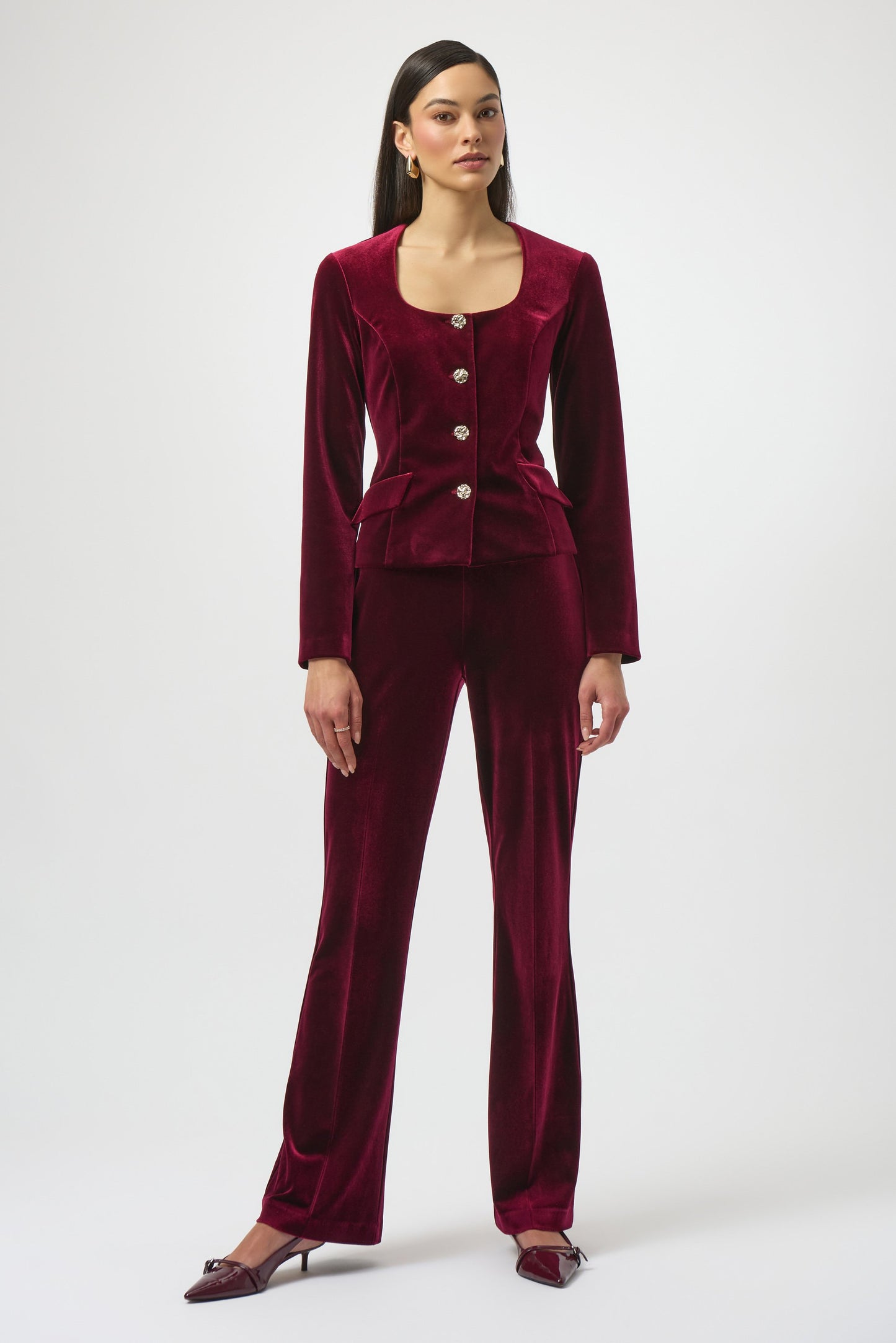 JOSEPH RIBKOFF Velvet Flared Pull-On Pants 254195